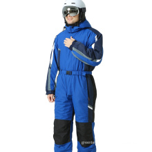New men's jumpsuit solid color warm hooded ski suit